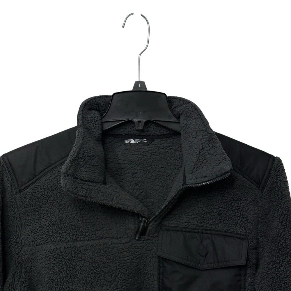 Men's THE NORTH FACE Groveland Sherpa‎ Dark Gray Pile 1/4 Zip Pullover Size S